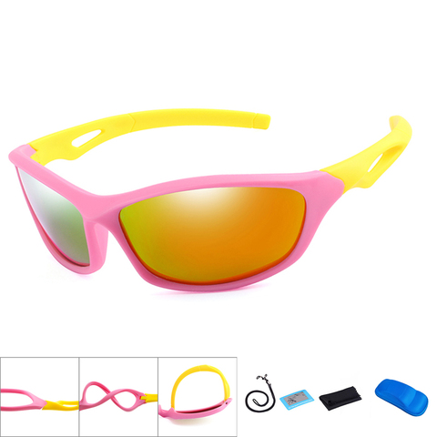 Polarizadas nuevas de los niños gafas de sol de ciclismo niños niñas bebé calidad deporte gafas de sol de los niños UV400 gafas con el caso ► Foto 1/6