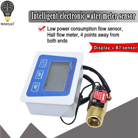 Medidor de sensor de Flujo de Agua Digital con pantalla LCD, medidor de flujo, tómetro, registro de tiempo de temperatura con sensor de flujo G1/2 ► Foto 1/6