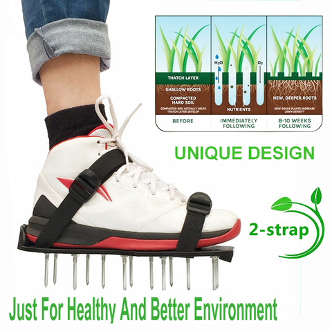 Aireador de césped para jardín, zapatos de césped con pinchos para jardinería, sandalias, zapatos de clavos revitalizantes para caminar ► Foto 1/6