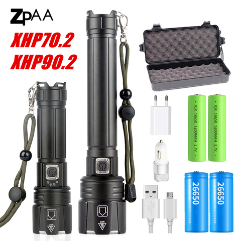 XHP90.2-linterna LED XHP70.2, táctica, resistente al agua, Zoom, lámparas de caza y Camping, antorcha potente recargable 2022, novedad de 26650 ► Foto 1/6