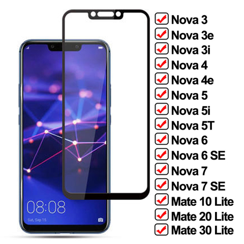 Protector de pantalla de cristal templado 11D para móvil, película protectora de cristal para Huawei Nova 7, 6, SE, 5, 5i, 5T, 4, 4E, 3, 3i, 3T, Mate 10, 20, 30 Lite ► Foto 1/6