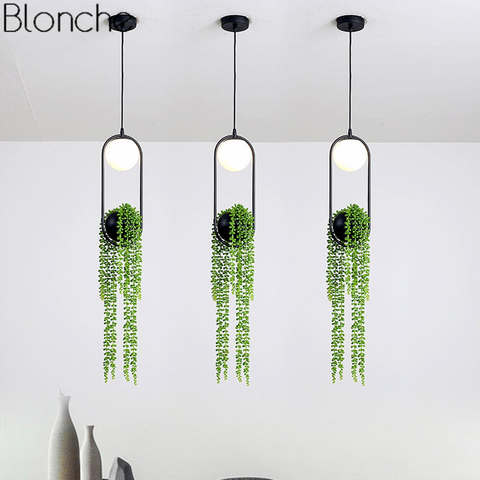 Lámpara con luces colgantes y planta, accesorio de iluminación Led Skygarden, estilo nórdico con maceta, para comedor, restaurante y decoración del hogar ► Foto 1/6