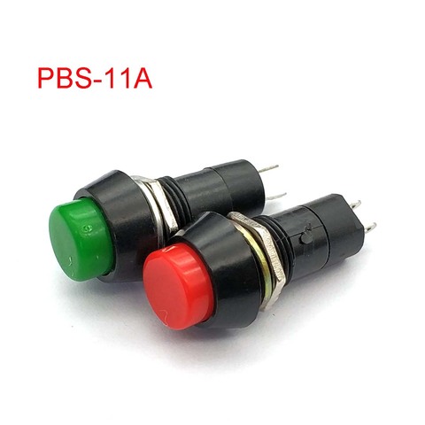 Interruptor con botón de plástico de bloqueo automático, PBS-11A, 12mm, 3A, 250V, CA, 2 pines ► Foto 1/4