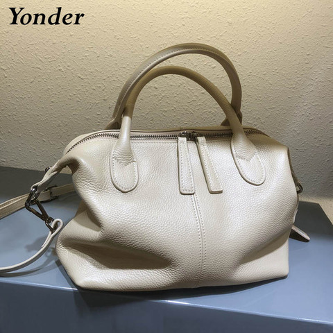 Bolso de mano de cuero de vaca suave para mujer, bandolera de piel auténtica, a la moda, 2022 ► Foto 1/6