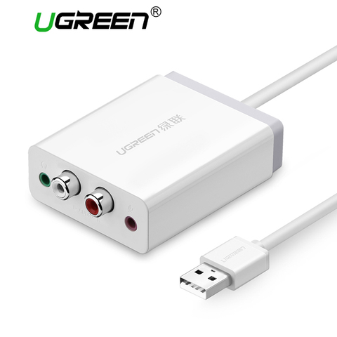 Ugreen 2 RCA USB tarjeta de sonido interfaz de Audio 3,5mm USB adaptador a altavoz micrófono para ordenador portátil tarjeta de sonido externo ► Foto 1/6