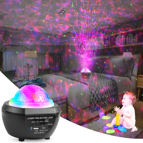 Proyector LED de estrellas, luz nocturna portátil, proyector de cielo estrellado, lámpara de galaxia, luces de fiesta láser, decoración para dormitorio de bebés y niños ► Foto 1/6