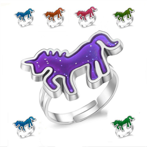 Unicornio anillo de humor de cambio de Color anillo ajustable emoción sentimiento cambiante de temperatura anillo de la joyería para hombres y mujeres niños regalo ► Foto 1/4