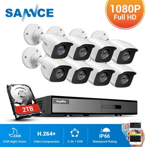 SANNCE 8CH 1080P Lite DVR CCTV sistema 4/8 Uds FD 2.0MP cámaras de seguridad IR al aire libre IP66 Kit de videovigilancia de detección de movimiento ► Foto 1/6