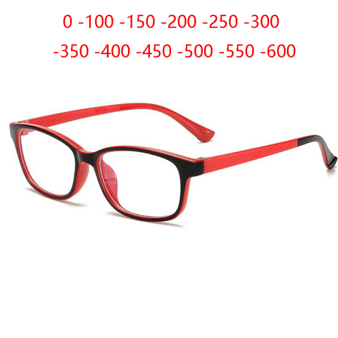 Gafas graduadas para miopía para mujer, montura negra y roja, gafas cuadradas para miopía, gafas de miopía de montura completa, 0 -100 -150 -200 -250 -300 To -600 ► Foto 1/6