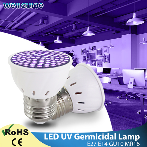 Lámpara de desinfección germicida UVC luz ultravioleta, CA 220V, bombilla led E27, esterilizador UV, ozono, led, Mata ácaros y bacterias ► Foto 1/6