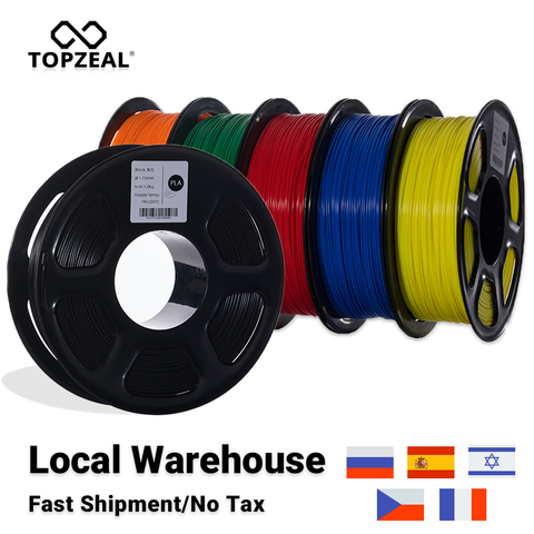 TOPZEAL-filamento de impresora 3D de alta calidad, carrete de 1,75mm y 10M x 10 colores de muestra para materiales de impresión 3D, PLA/ABS/PETG/TPU/nailon ► Foto 1/5