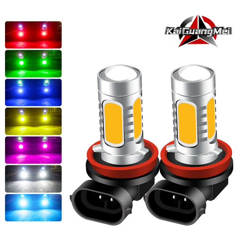 Súper brillante rojo/Blanco/azul/Verde/ámbar/Rosa H11H8 H1 H3 H4 H7 9005, 9006 LED bombillas de luz antiniebla 7,5 W COB conducción DRL luces 12V ► Foto 1/6