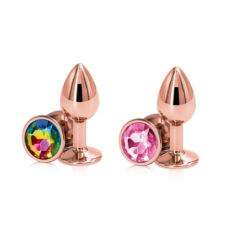 Juego de cuentas de Metal para sexo en forma de corazón de cristal, color rosa, dorado, pequeño, mediano y grande, con forma redonda de arco iris, tapón anal, inserción de joyas, juguete sexual ► Foto 1/1