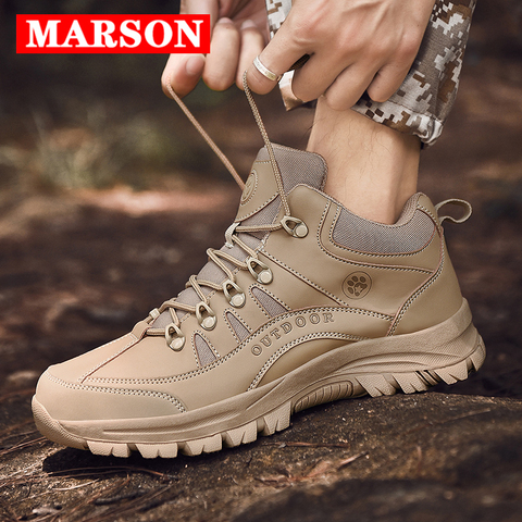 MARSON-Botas de escalada de montaña para hombre, zapatillas deportivas informales para exteriores, cómodas, para senderismo, antideslizantes ► Foto 1/6