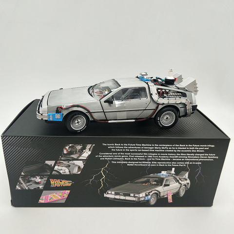 Volver al futuro vehículo Diecast 1/18 morir aleación fundida pieza metálica 3 máquina de tiempo DeLorean DMC-12 juguete de modelo de coche regalos coleccionables ► Foto 1/6