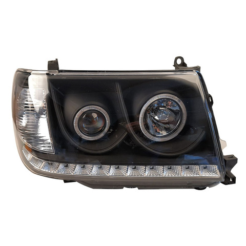 Faro negro modificado para coche, luz LED de ojo de Ángel circular de circulación diurna para LAND CRUISER FJ100 LC100 2004 2005 2006 2007 2 uds. ► Foto 1/5