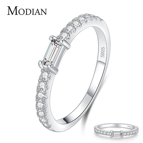 Modian-anillos de boda de circonia AAAAA para mujer, de plata de ley 100% auténtica, Charm clásico, joyería fina ► Foto 1/6