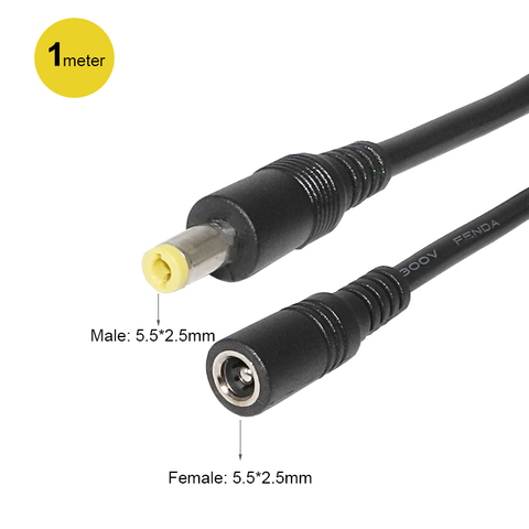 Convertidor de enchufe hembra a macho, Cable de extensión de CC de 1m, 18AWG, DC, 5,5x2,5, 5,5x2,5mm ► Foto 1/3