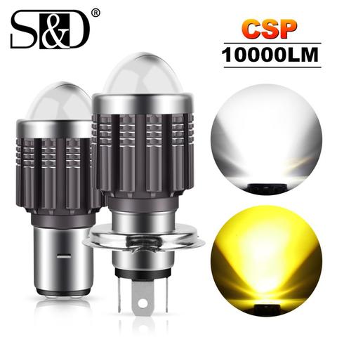 Bombillas LED de 10000Lm para faro delantero de Moto, H4, BA20D, CSP, blanco, amarillo, Hi Lo, accesorios para luces antiniebla de Scooter, 12V ► Foto 1/6