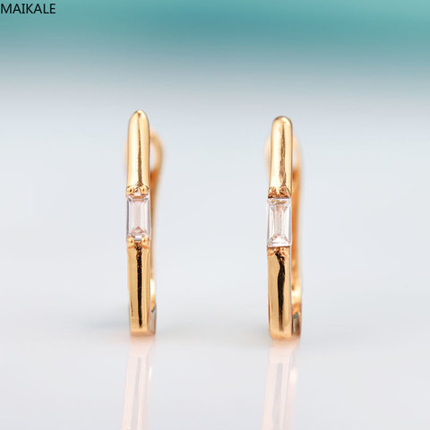 MAIKALE-pendientes de tuerca geométricos para mujer, joyería fina de circonia cúbica rectangular, pendientes de oro rosa, regalo de joyería exquisito ► Foto 1/6