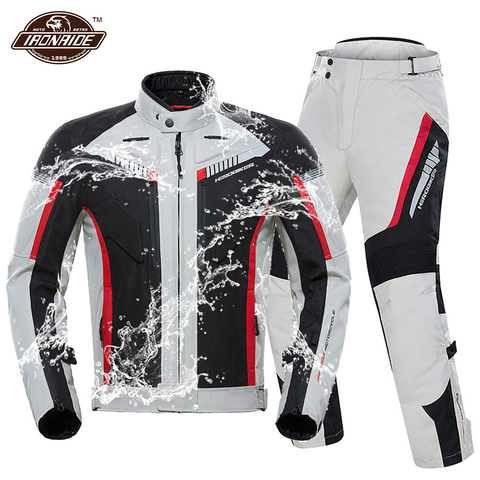 HEROBIKER-Chaqueta de motocicleta impermeable para hombre, traje de carreras, chaqueta de motocicleta portátil + Pantalones de motocicleta, Conjunto de Moto con protección EVA ► Foto 1/6