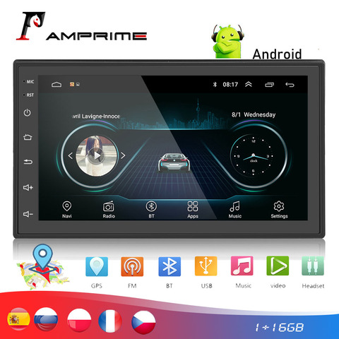 AMPrime-Radio Multimedia con GPS para coche, Radio con reproductor MP5, Android, 2 din, 7 pulgadas, Bluetooth, FM, USB, AUXCar, estéreo, Monitor de marcha atrás ► Foto 1/5