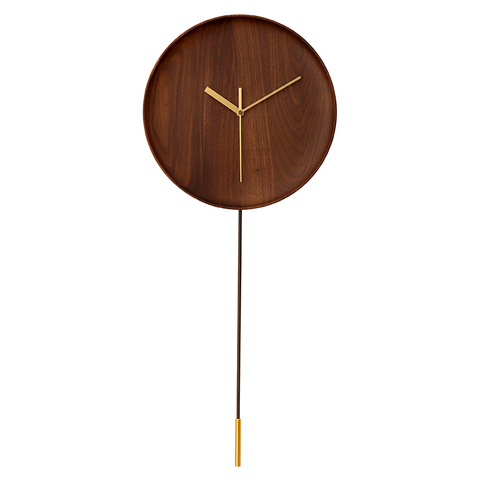 Reloj de pared de madera de nogal negro, reloj de pared moderno y creativo de estilo español nórdico, sala de estar silencioso para reloj de péndulo, regalo de decoración del hogar ► Foto 1/6