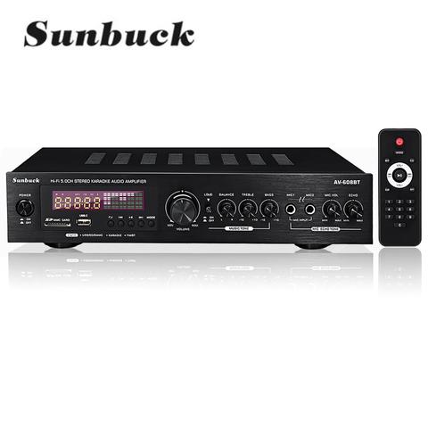 Sunbucks-amplificador DE potencia de Audio para cine en casa, dispositivo de Audio con Control remoto, compatibilidad con FM y USB, 2000W, 220V, 110V, Bluetooth 5,0 ► Foto 1/6