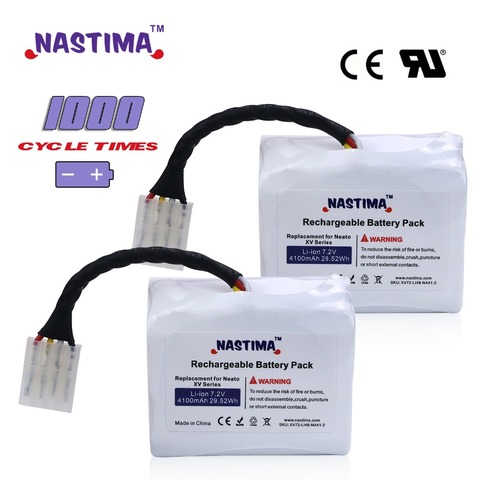 7,2 V 4100 mAh 2 piezas de batería de iones de litio para Neato XV batería XV11 XV12 XV14 XV15 XV21 XV esencial XV pro aspirador robótico ► Foto 1/6