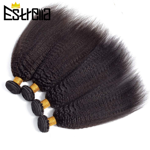 Rizado rizado extensiones de cabello humano brasileño extensiones de pelo ondulado Remy paquetes de cabello de Color Natural Yaki extensión del cabello humano ► Foto 1/6