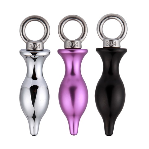 Tapón anal de cuentas de metal para parejas, juguete sexual de inserción con anillo de tracción, color negro y morado, tamaño pequeño, mediano y grande ► Foto 1/6