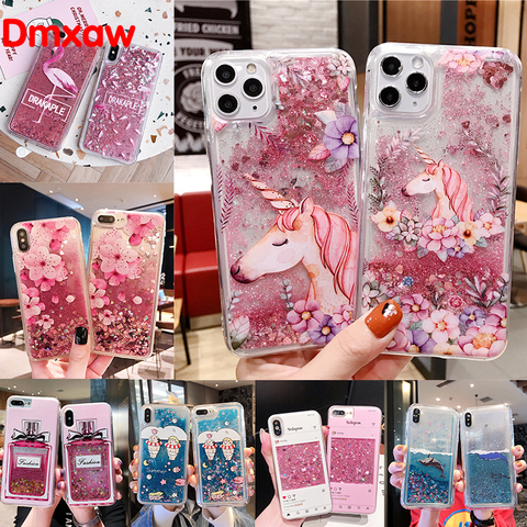 Funda líquida con purpurina para teléfono móvil Huawei, carcasa con purpurina, flamenco, unicornio, Floral, para Huawei P40, P30, P20 Lite, Mate 30, 20 Pro, 20X, Y9 Prime, Y7, Y6, 219 ► Foto 1/6