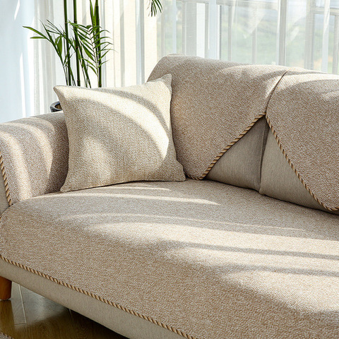 Funda de lino antideslizante para sofá, cubierta moderna para decoración del hogar, de Color puro, para sala de estar ► Foto 1/6