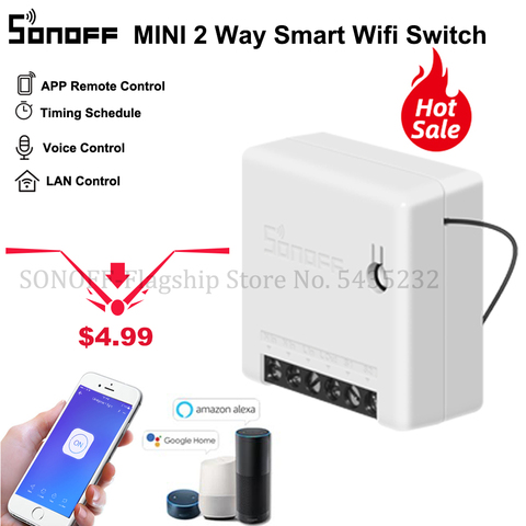 SONOFF-minicontrolador inteligente Itead, enchufe de pared inteligente con Wifi, interruptor bidireccional vía aplicación remota e-welink, para automatización del hogar inteligente ► Foto 1/6