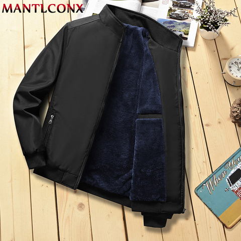 MANTLCONX-chaquetas de invierno para hombre, Parka con cuello de soporte grueso, abrigos informales de algodón cálido y polar, ropa para hombre 4XL 5XL ► Foto 1/6