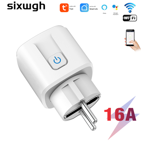 Enchufe inteligente WIFI de la UE adaptador de 16A compatible con Control remoto inalámbrico por voz, Monitor de potencia, enchufe de salida con temporizador para Google Home Al ► Foto 1/6