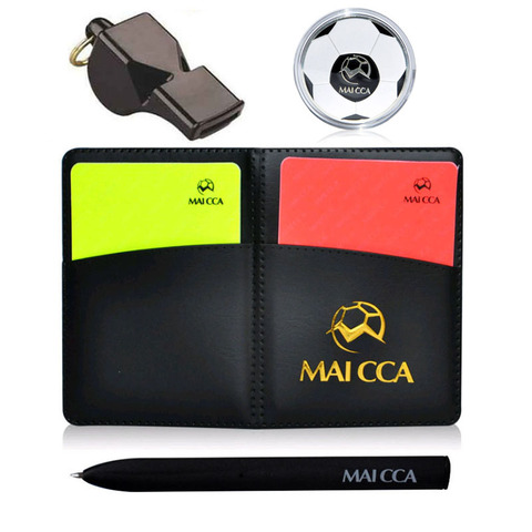 Fútbol silbato de referí moneda tarjetas de fútbol con pluma portátil cartera formación justo lanzamiento equipo profesional para deportes. ► Foto 1/6