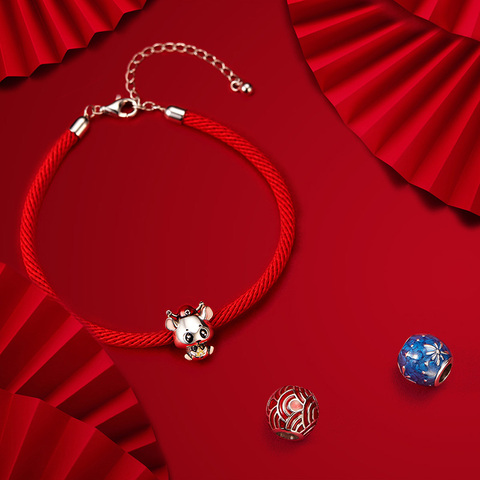 WOSTU-pulsera de cuerda roja de la suerte para mujer, 100%, cadena de plata fina 925, cuentas de ajuste, dijes DIY, joyería de boda Original para mujer B166 ► Foto 1/5