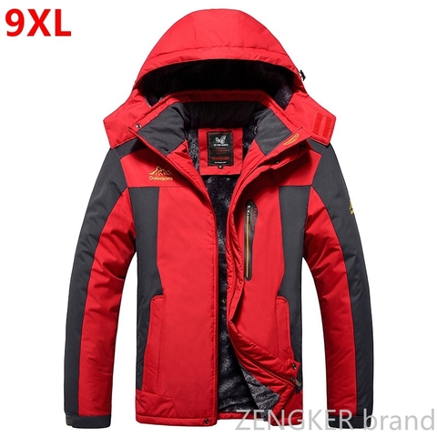 Chaquetas de invierno de talla grande, abrigo resistente al viento, forro polar resistente al agua, grueso, grueso, cálido, 7XL, 8XL, 6XL, 9XL ► Foto 1/5