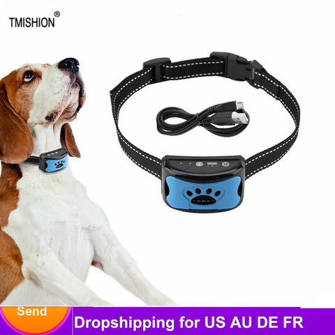Collar de entrenamiento ultrasónico para perros, Dispositivo contra ladridos eléctrico con USB, para dejar de ladrar, vibración, antiladridos ► Foto 1/6