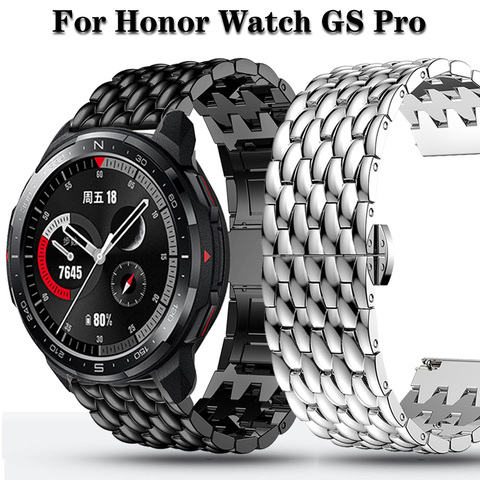 Correa de acero inoxidable para reloj Honor, pulsera de Metal de aleación de 22mm con escala de dragón, para modelo GS Pro Magic Watch 2 de 46mm ► Foto 1/6