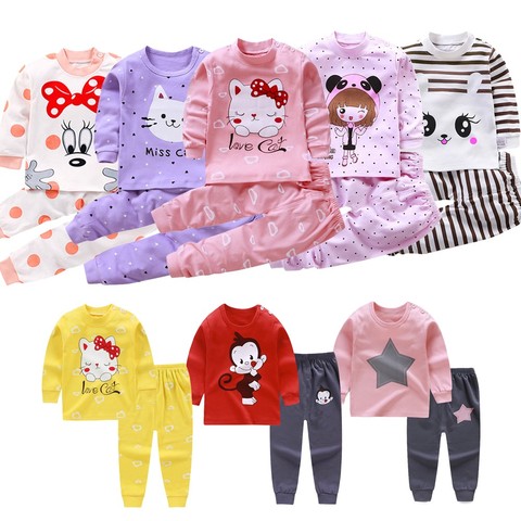 Niños pijama ropa de bebé Set niños unicornio dibujos animados ropa de dormir otoño algodón ropa de dormir niños niñas Animal Pijamas conjunto ► Foto 1/6