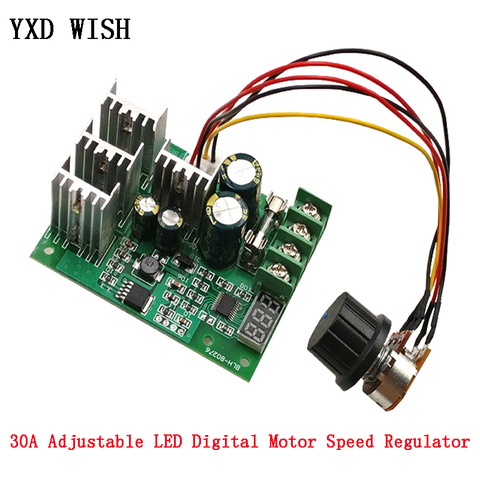 DC 6-60V 30A ajustable LED Digital de velocidad del Motor regulador PWM controlador de velocidad del Motor de CC Control de velocidad del Motor gobernador 12V 24V 36V ► Foto 1/2