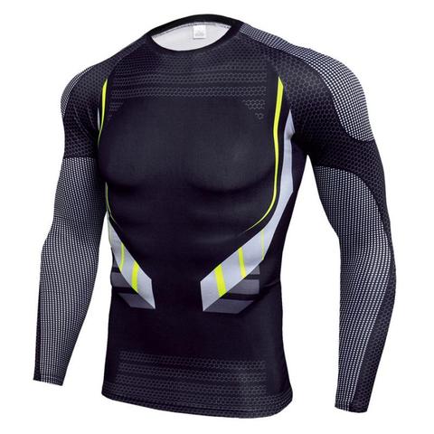 Camisa de compresión de manga larga para hombre, camiseta de secado rápido para gimnasio, Camiseta deportiva para hombre, mallas de entrenamiento Rashgard para gimnasio ► Foto 1/6