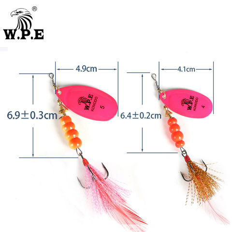 W.P.E-señuelo de pesca giratorio, cebo de pesca de 14g/22g, señuelo de cuchara, aparejo de pesca de plumas de Metal, 15 colores triple de gancho, cebo duro para pesca de carpa, 1 Uds. ► Foto 1/6