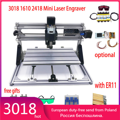 Enrutador cnc 3018 1610 2418, grabador láser CNC3018 pro, metal, madera, PCB, PVC, GRBL, Hobby, CNC, Mini máquina de grabado láser, cnc1610 ► Foto 1/6