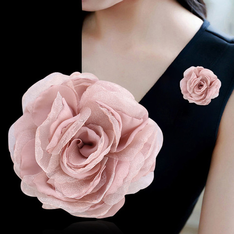 Broche de flores de tela de hilo de seda coreano para mujer, Pin de solapa para camisa y broches, abrigo elegante, insignia para suéter, accesorios de ropa de lujo ► Foto 1/6