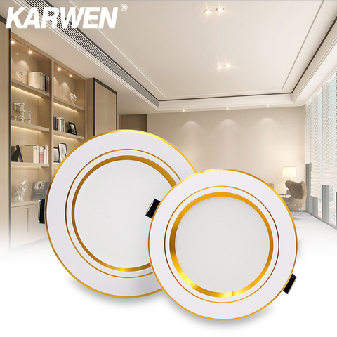 KARWEN-luz descendente LED para techo, foco de Cuerpo Dorado para sala de estar, AC 220V, 230V, 240V, 5W, 9W, 12W, 15W, 18W ► Foto 1/6