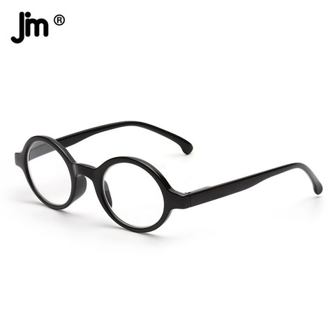 JM-gafas de lectura redondas para hombre y mujer, lentes de lectura con bisagra de resorte, lupa con dioptrías, presbicia, color negro + 0,5 + 6 ► Foto 1/6