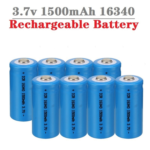 Batería recargable de 1500mAh, 3,7 V, 16340, CR123A, linterna LED, cargador de pared para viaje, batería de ion de litio 16340 CR123A ► Foto 1/6